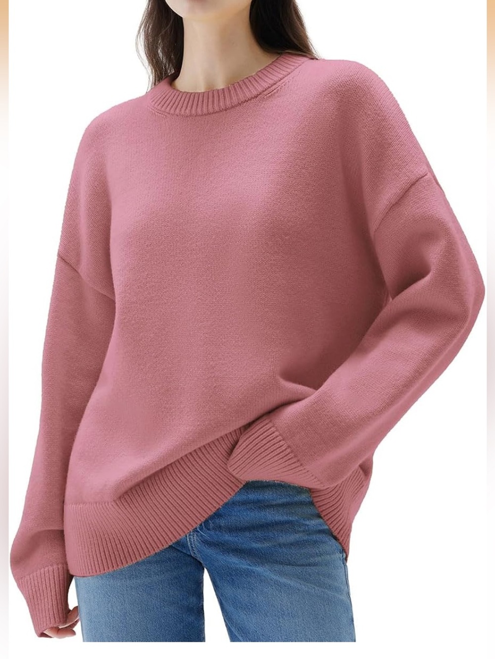 Cozy Crewneck Sweater in wild pink Rose